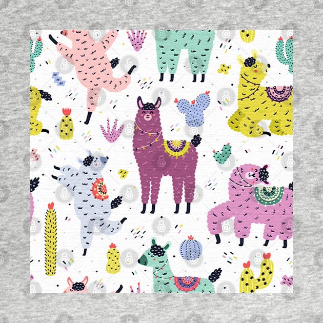 Llamas funny cactuses pattern by skylove94